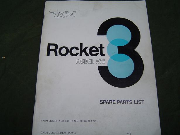 BSA  ROCKET 3 model A 75 1970  spare parts list