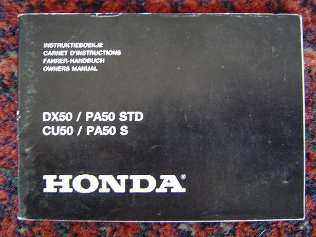 HONDA DX 50 / PA 50  STD /CU 50 en PA50S owner's manual