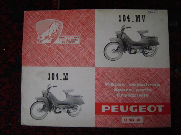 PEUGEOT 104 M MV 1966 spare parts list pieces detachees cyclomoteur |  Simons Old Motorcycle Parts