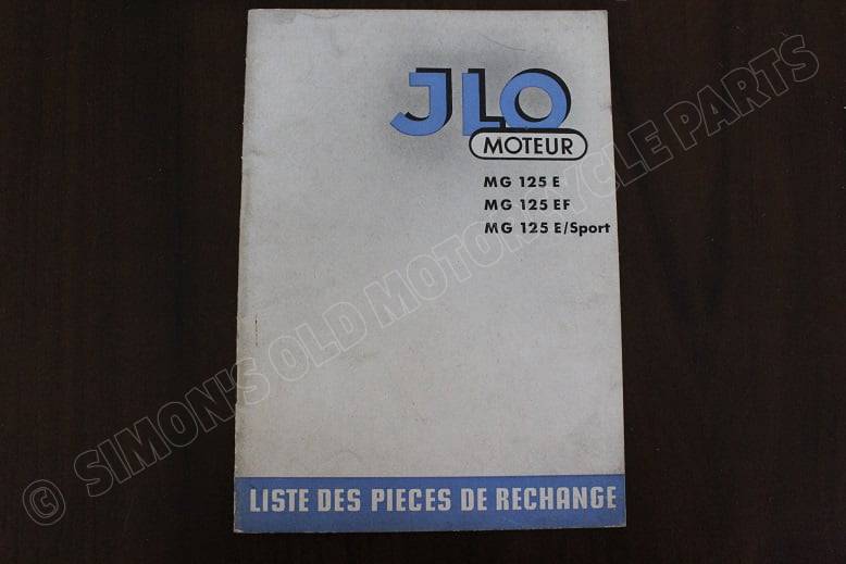 JLO MG125 E , EF , E/Sport 1954 liste des pieces de rechanche  MG 125