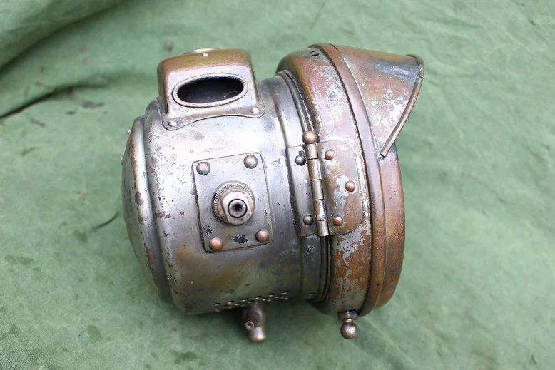 LUCAS No.462 1921 motorfiets carbid koplamp motorcycle acetylene front lamp karbidlampe