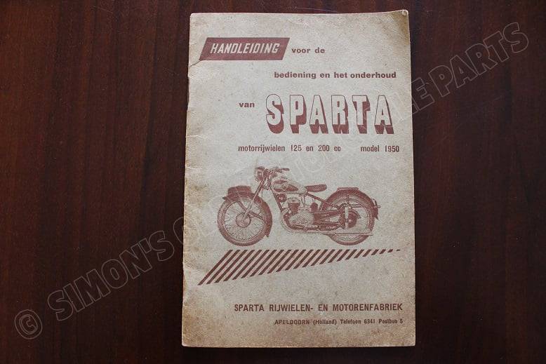 SPARTA motor rijwielen125 cc 200 cc 1950 handleiding