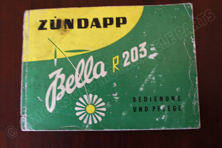 ZÜNDAPP BELLA R203 1957 bedienung und pflege instructie boekje owner’s manual
