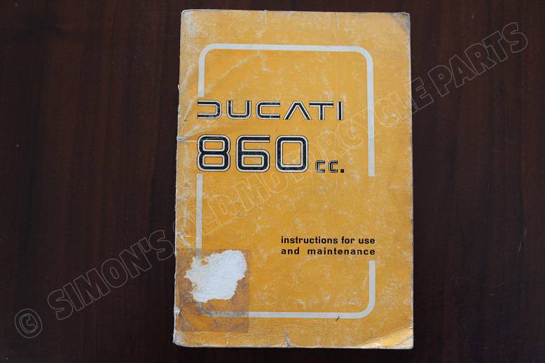 DUCATI 860 cc 1975 instructions and maintenace owner’s manual