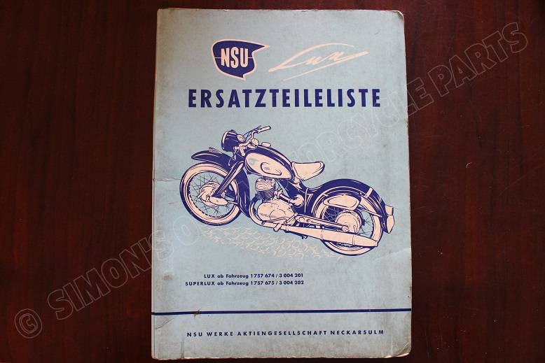 NSU LUX / SUPERLUX 1955 ersatzteileliste onderdelen boek parts list