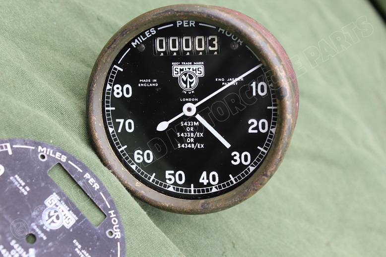 SMITHS S433 80 miles WD WOII chronometric mijlenteller speedometer tacho