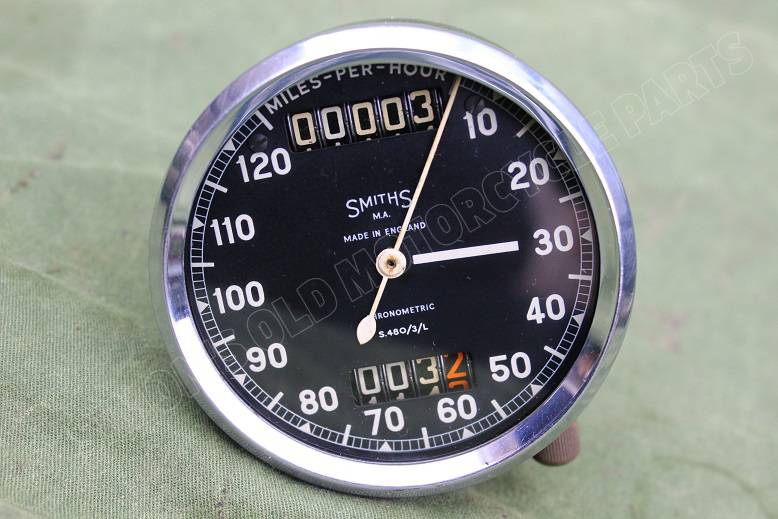 SMITHS S480/3/L 120 Mph chronometric speedometer mijlenteller tacho AJS DOUGLAS